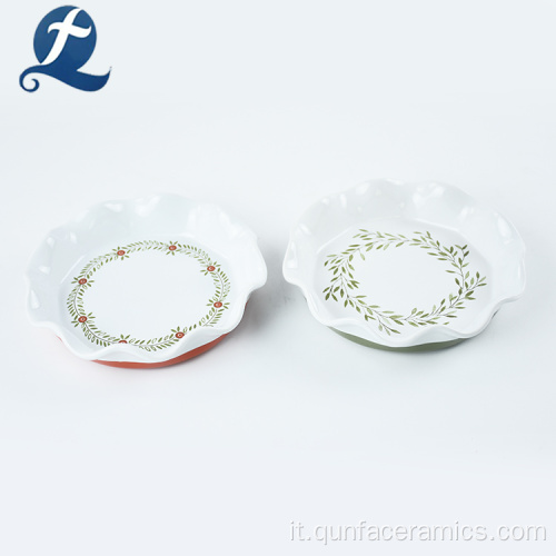 Set piatto da pranzo in ceramica con decalcomania decorazione pizzo carino stampato personalizzato